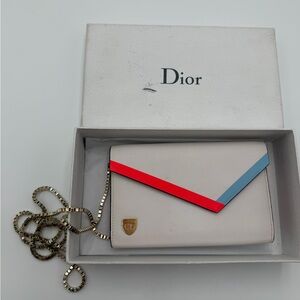 Dior Pale Pink Envelope Crossbody with Red and Light Blue Trim